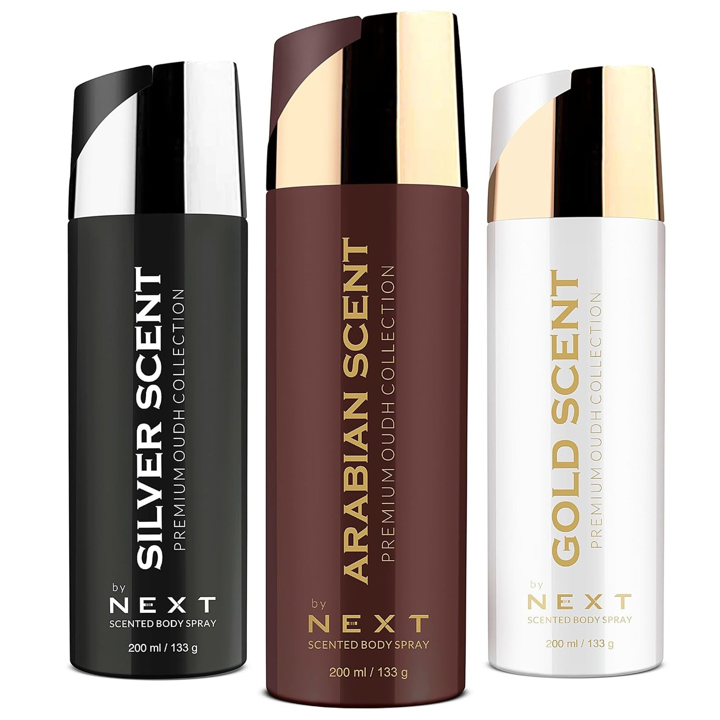 Set of 3 OUDH Deodorants - NEXT GOLD, SILVER & Arabian - 200ML
