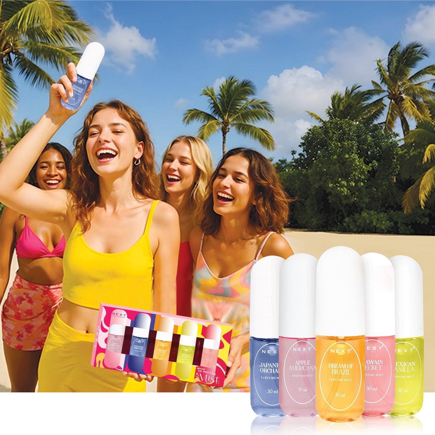 Next Care Around The World Long Lasting Body Mist, Pack of 5 (30ml Each)