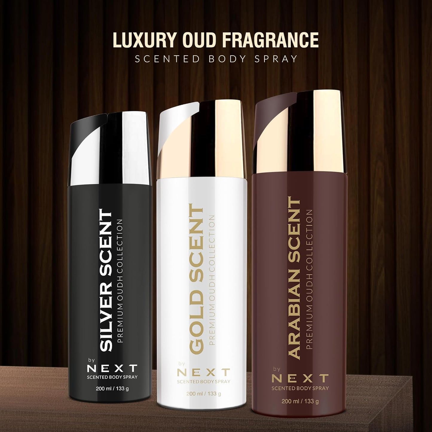 Set of 3 OUDH Deodorants - NEXT GOLD, SILVER & Arabian - 200ML