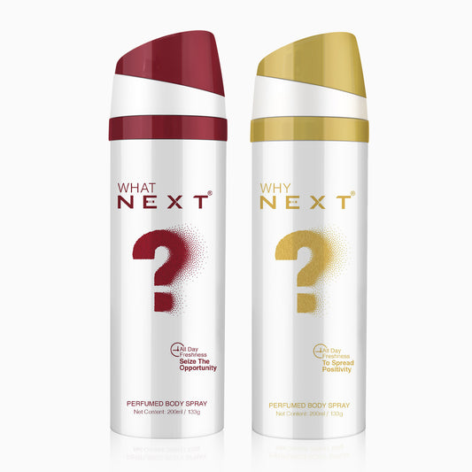 Next What? & Why? Long lasting perfumed body spray for men & women – 200ml each ( New Edition )