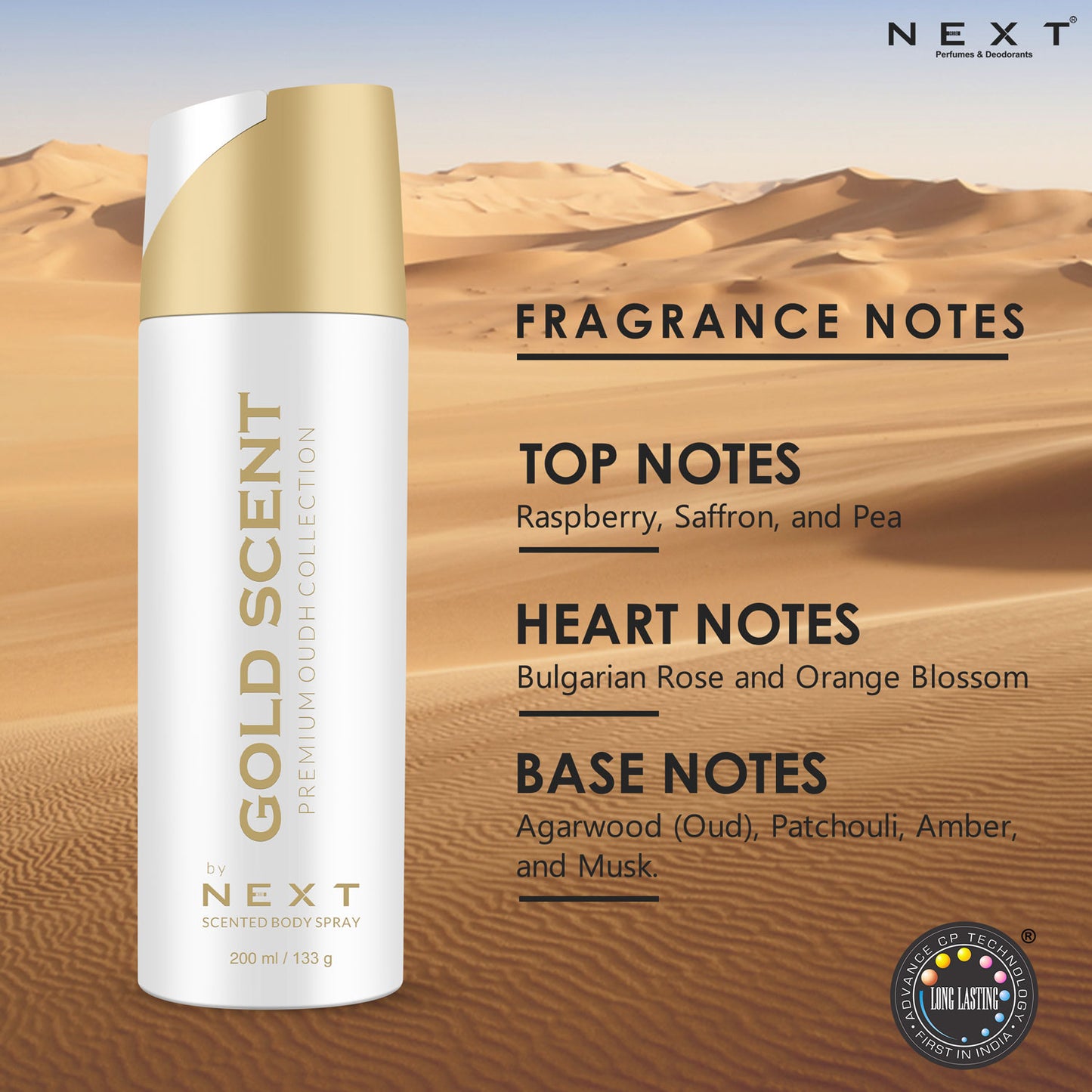 Gold Scent by Next Scented Body Spray 200 ML - For Men and Women