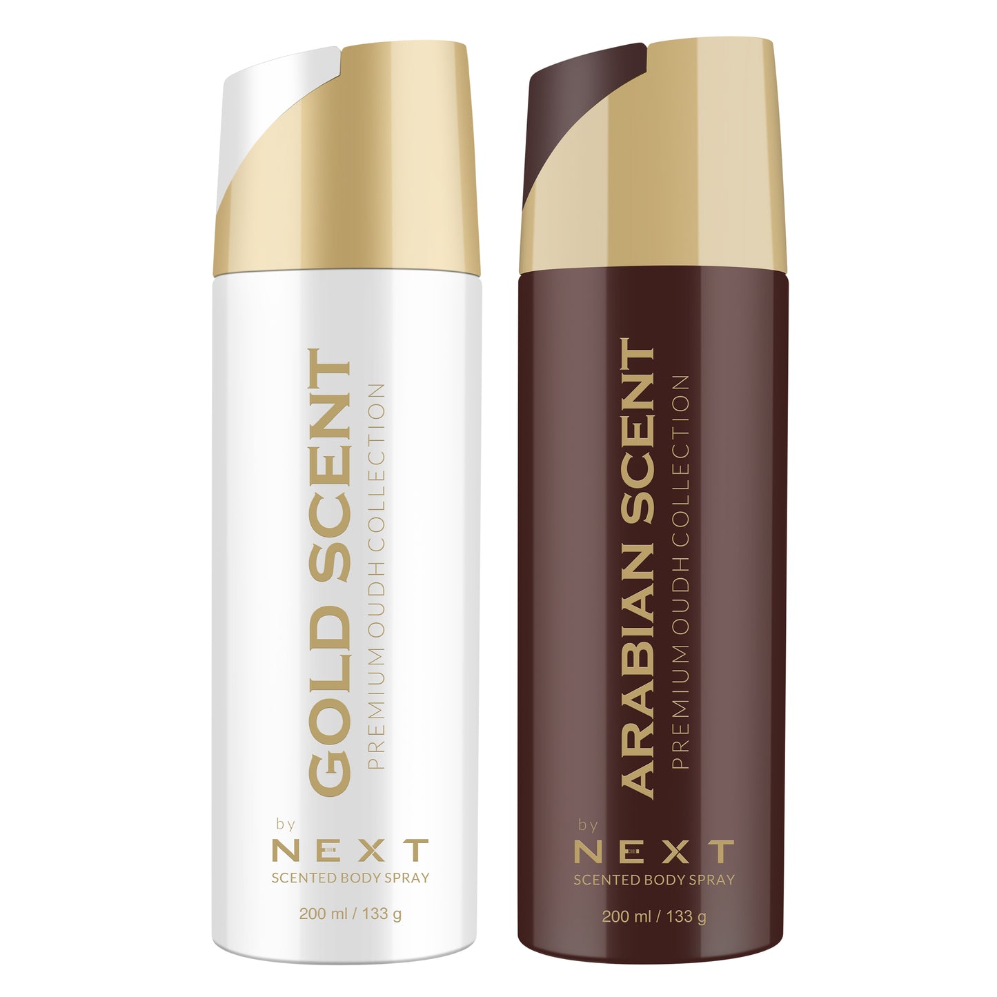 Combo Pack of 2 Next Scented Body Spray -Gold Scent & Arabian Scent - 200 ML Each - For Men and Women