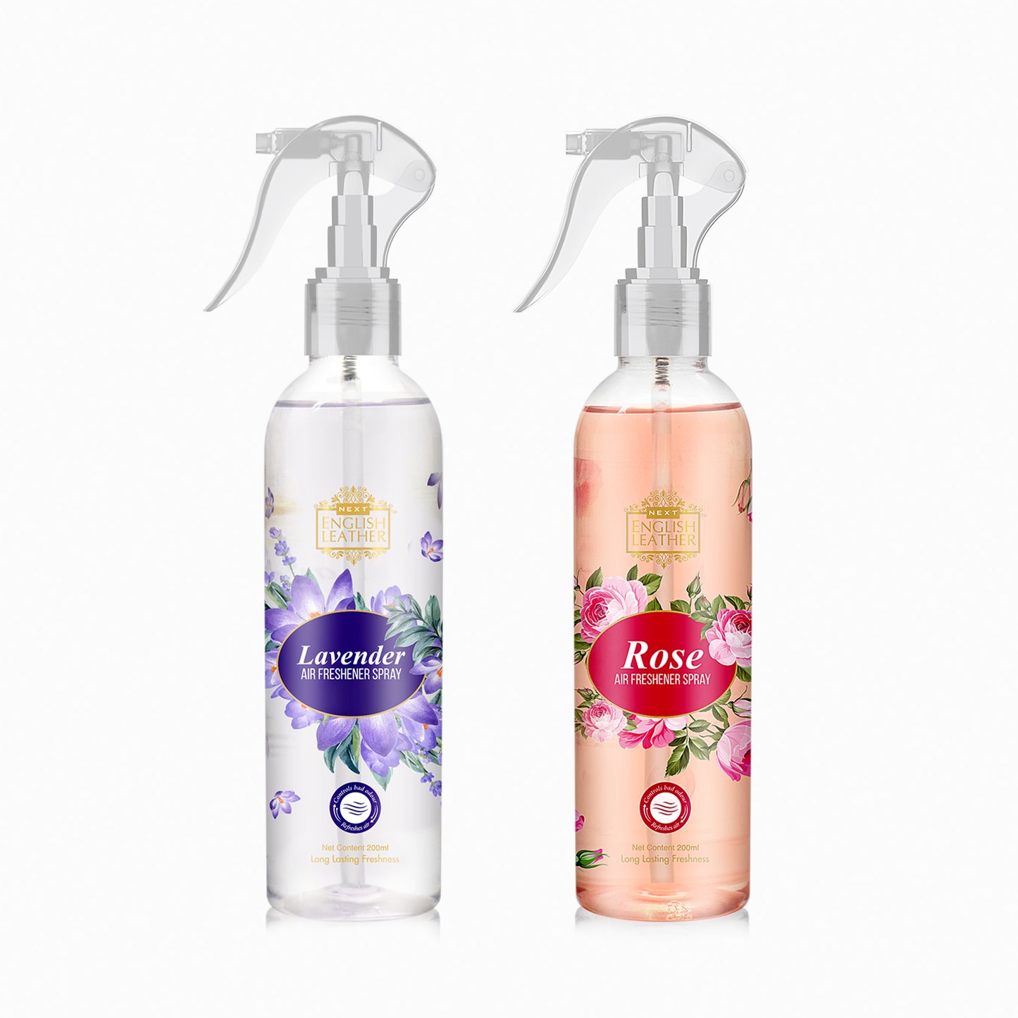 Next English Leather Lavender  and Rose  Combo No Gas Room Air Freshener Spray - 200ml Each