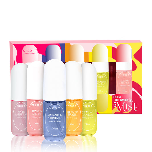 Next Care Around The World Long Lasting Body Mist, Pack of 5 (30ml Each)