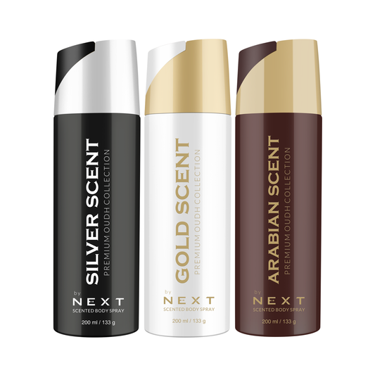 Set of 3 OUDH Deodorants - NEXT GOLD, SILVER & Arabian - 200ML