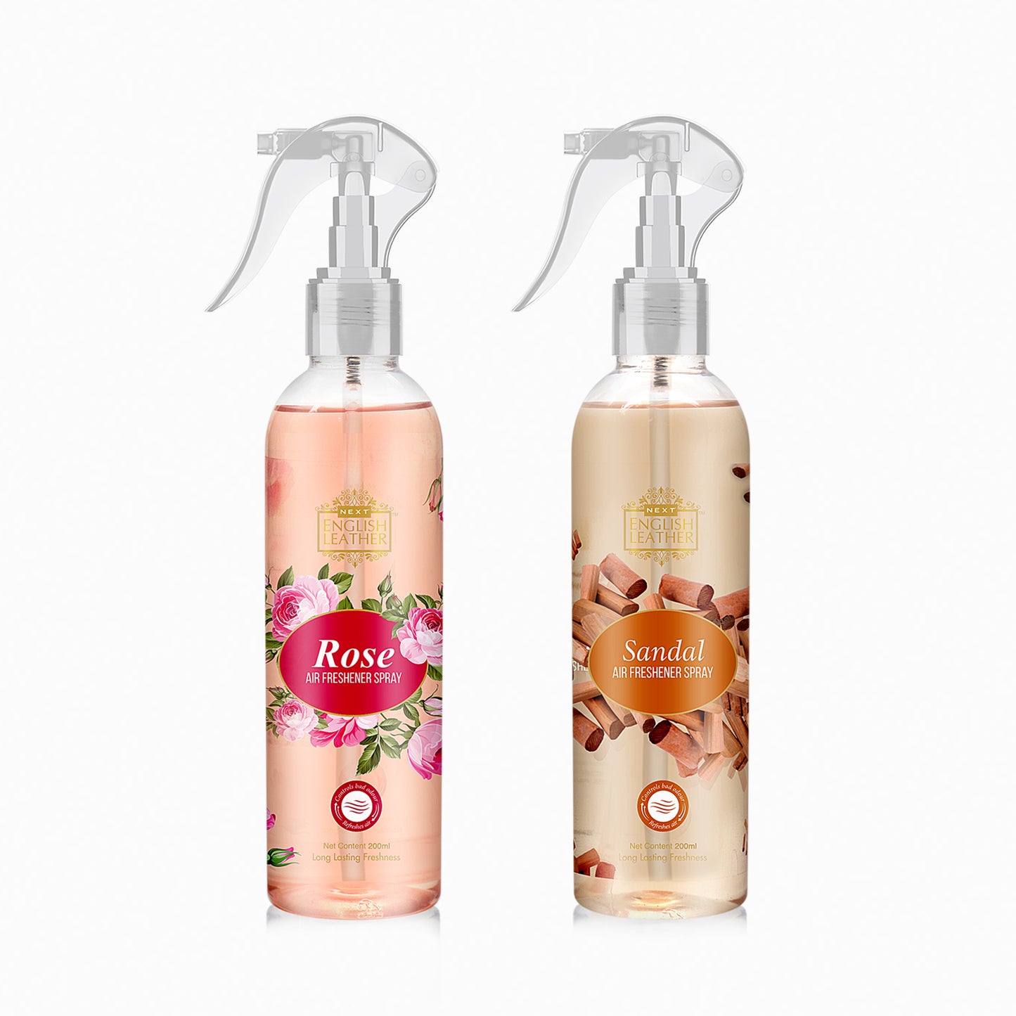 Next English Leather Rose  and Sandal Combo No Gas Room Air Freshener Spray - 200ml Each