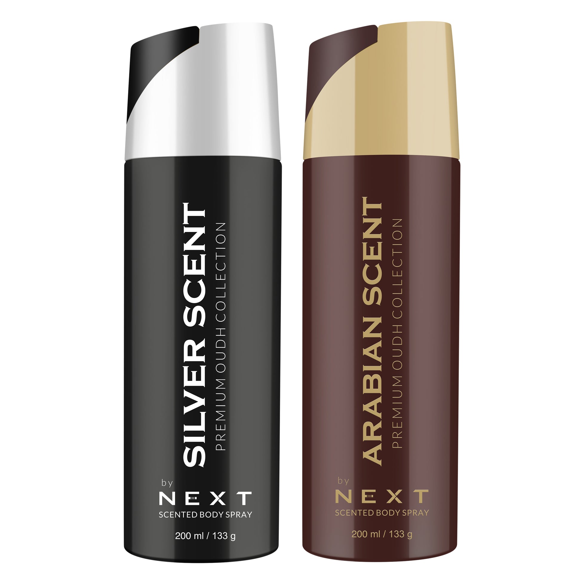Combo Pack of 2 Next Scented Body Spray -Silver Scent & Arabian Scent - 200 ML Each - For Men and Women