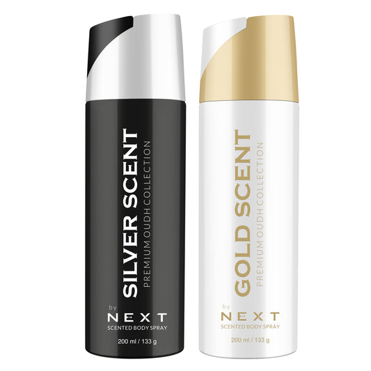 Combo Pack of 2  Next Scented Body Spray -Silver Scent & Gold Scent - 200 ML Each  - For Men and Women