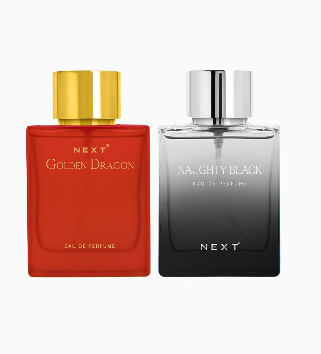 Next combo pack of 2 perfume Golden Dragon & Naughty Black  | Long Lasting - 100ml each