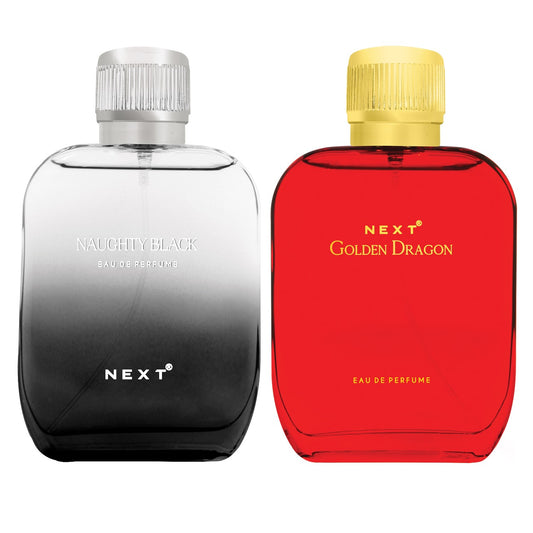 Next Combo Pack of 2 Perfumes Naughty Black & Golden Dragon | Long Lasting - 100ml each