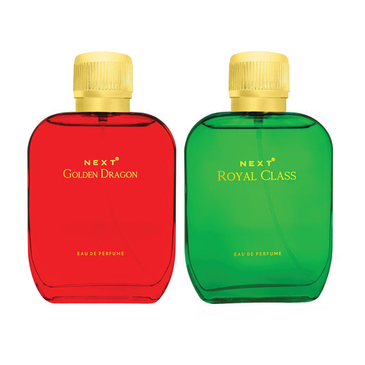 Next Combo Pack of 2 Perfumes Golden Dragon & Royal Class | Long Lasting - 100ml each