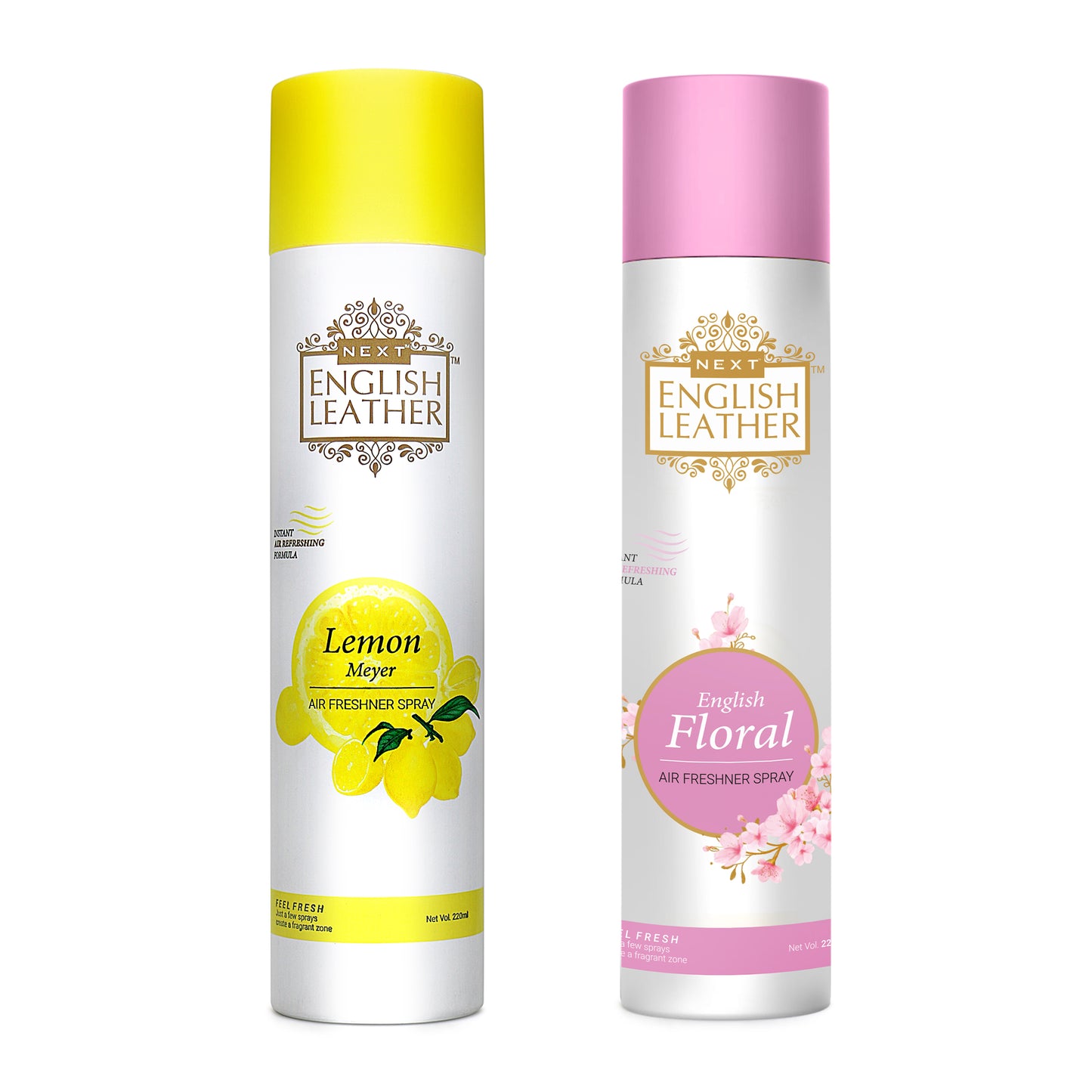 Next English Leather Floral and Lemon Air Freshener Spray - 220ML Each