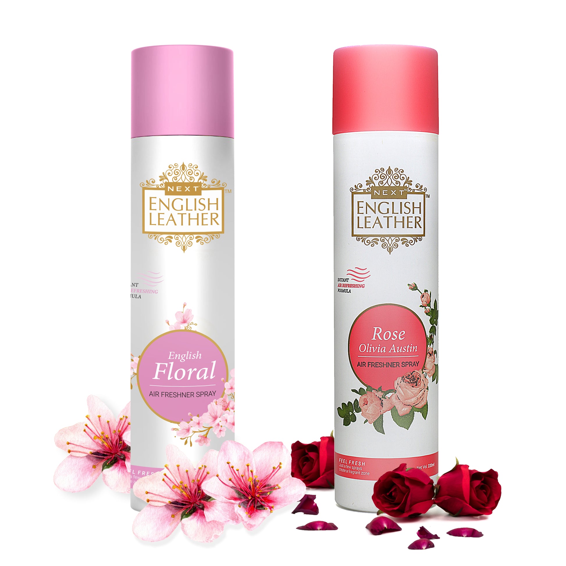 Next English Leather Floral and Rose Air Freshener Spray - 220ML Each