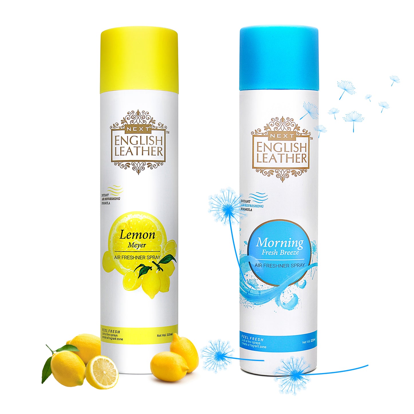 NEXT English Leather  Fresh Breeze and Lemon Meyer Air Freshener Spray - 220ml Each