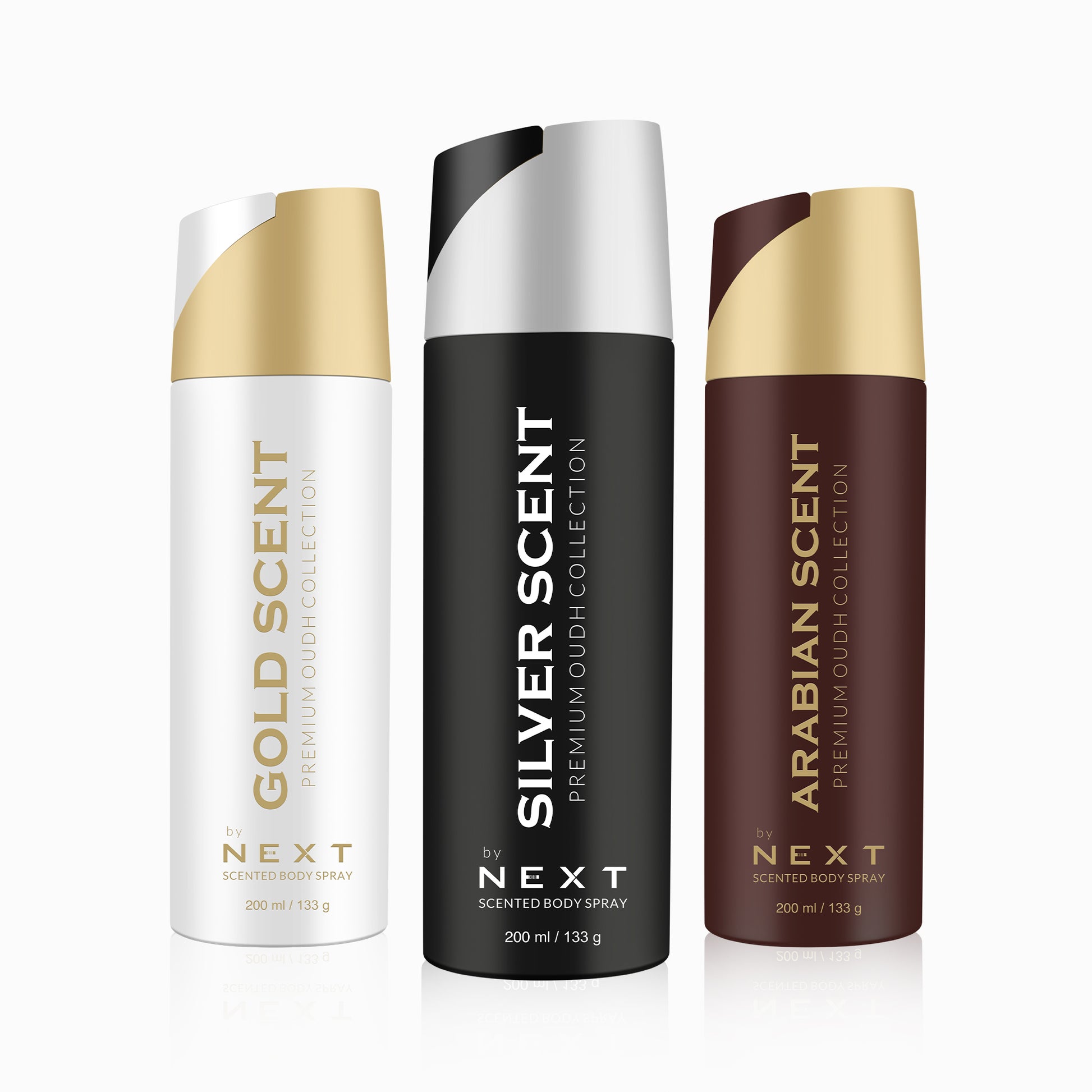 Set of 3 OUDH Deodorants - NEXT GOLD, SILVER & Arabian - 200ML